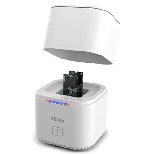 Image of Akasa DuoDock MX | Dual M.2 PCIe NVMe SSD Docking Station with Offline Clone | Up to 10Gbps | Built-in Cooling Fan and Protective Cover | For M.2 PCIe M key and B+M key SSD |AK-DK09U3-WHCM