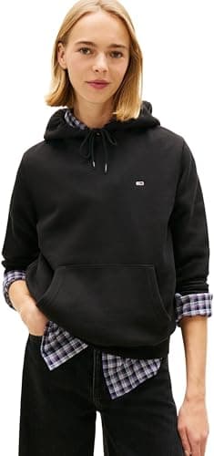 Image of Tommy Jeans Women’s Regular Fit Flag Hoodie, Black (Black), M