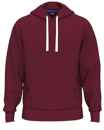Image of SoftSpun- Midweight Hoodies For Men Uk Pullover Hooded Sweatshirt | Ultra Soft Mens Hoodies Year-Round Tops Preshrunk Jumper Winter Warm Cotton Plain Burgandy Hoodie Men | Mens Fleece Lined Hoodie