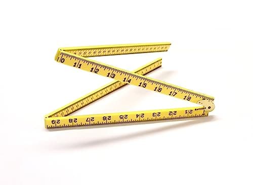 Image of Barnwell 1m 39" Yellow Plastic Folding Rule Ruler Metric and Imperial Brass Hinge