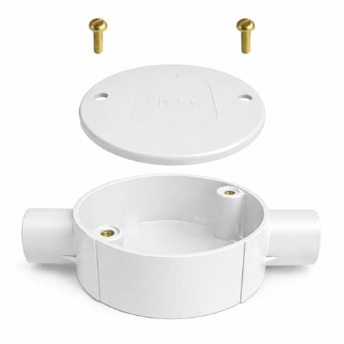 Image of White 20mm PVC Conduit Box 2 Way Through Terminal Box with Lid and Screws - Pack of 1