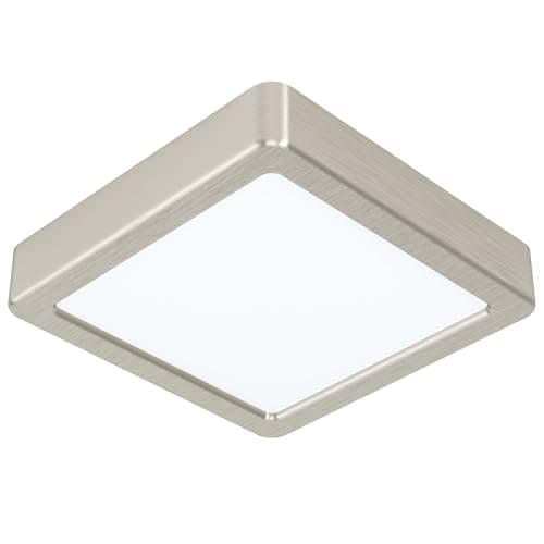 Image of EGLO LED ceiling light Fueva 5, L x W 16 cm, 1-bulb surface-mounted light modern made of steel and a plastic light surface, ceiling light in matte nickel, white, LED surface-mounted lamp neutral white