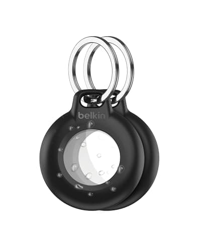 Image of Belkin Waterproof Apple AirTag Secure Holder with Key Ring, Durable Scratch-Resistant AirTag Case, Protective AirTag Keychain Accessory for Keys, Pets, Luggage, Backpacks, and More - Black (2-pack)