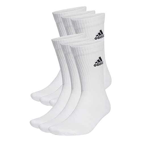 Image of adidas Unisex Cushioned Sportswear Crew Socks 6 Pairs, White/Black, 4.5-6