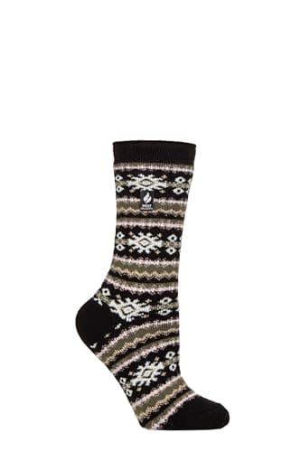 Image of HEAT HOLDERS SOCKSHOP Ladies Socks - Nordic Soul Warming Warm Cosy Thermal Socks 1 Pair Size 4-8 Nordic Black/Olive