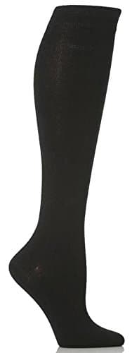 Image of ELLE Ladies Plain Bamboo Knee High Socks Soft, Breathable & Cooling Long 2 Pair Multipack Size 4-8 Colourful for Everyday Casual Wear Black 4-8