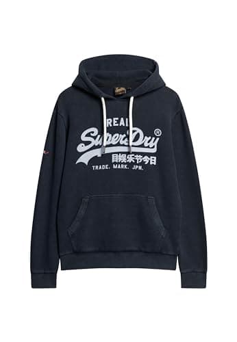 Image of Superdry Vintage VL Hood Sweatshirt for Men, Eclipse Navy Blue, XXL