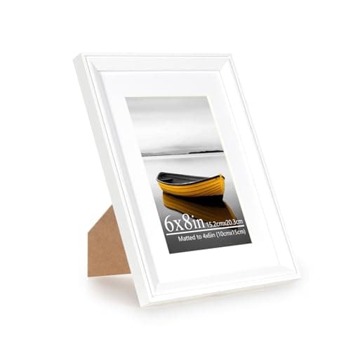 Image of Baoee 6x8 white Picture Frame，photo frame with acrylic glass,Poster Frame