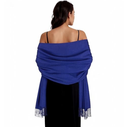 Image of SWAT PANY Ladies Scarf Blue Pashmina Shawls and Wraps Winter Scarfs for Women Wedding