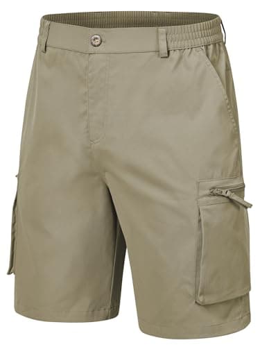 Image of YuKaiChen Men's Cargo Short Combat Shorts Twill Summer Casual Shorts with Multi Pockets and Zip Fly Size 34 Khaki