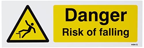 Image of Caledonia Signs 14494G Danger Risk of Falling Sign, 300 mm x 100 mm, Rigid Plastic