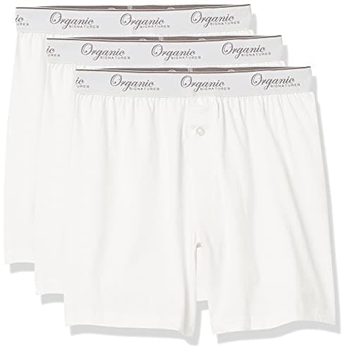 Image of Organic Signatures Men's Boxers Organic Cotton, Soft Boxers for Men, 3-Pack, White, M