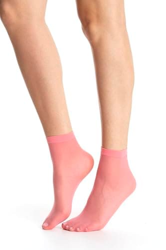 Image of Gi&Gi 20 DEN10 Pairs Sheer Socks with Invisible Feet. Socks for Women Girls N2196, Pink Coral, One Size