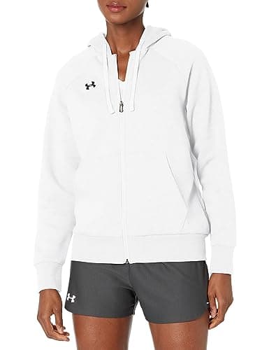 Image of Under Armour Women's Rival Fleece Full Zip Hoodie, (100) White/Black, M