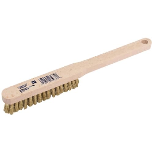 Image of Draper Brass Wire Scratch Brush | 225mm Rust Removal Tool | Wooden Handle | Paint Removal | Cleaning Hand Tools | 65670