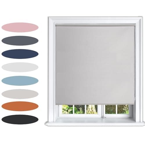 Image of Lister Cartwright Blackout Plain Roller Blinds Windows Blind Easy Fit Child Safety Included (Grey, 90 cm Width x 160 cm Drop)