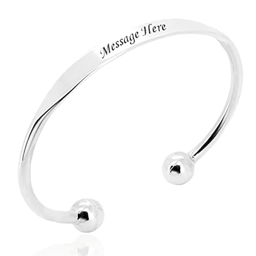 Image of Quality Handmade Sterling Silver Torque Bangle/Solid Silver ID Cuff Bracelet/Genuine 925 Silver/Silver Hallmarked/Free Engraving/Personalised for All Occasions (1.Weighted)