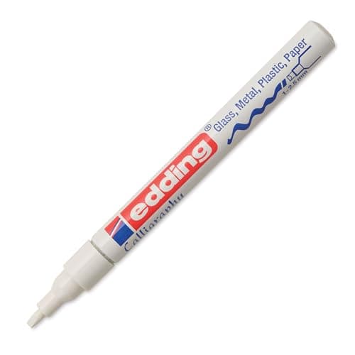 Image of edding 753 gloss paint marker calligraphy - white - 1 paint marker - calligraphy nib 1-2.5 mm - for glass, stone, plastic, paper - waterproof, highly opaque - bullet journals, hand lettering