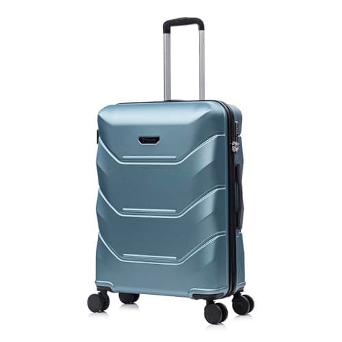 Image of Rocklands® Medium Suitcase Hard Shell Thick ABS with TSA Combination Lock, 4 Dual Spinner Wheels, Lightweight Luggage Durable Travel Trolley Case (Ice Blue, Medium 24 Inch)