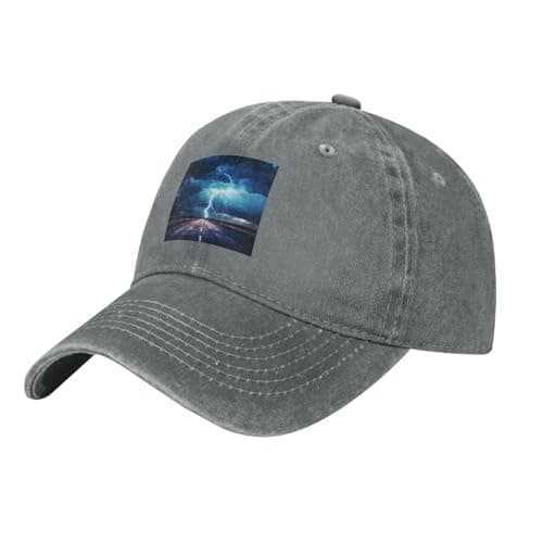 Image of HJFCZH Black Adult Baseball Cap Hat Lightning in a Flash Printing for Men and Women Comfort Adjustable, Gray, One size