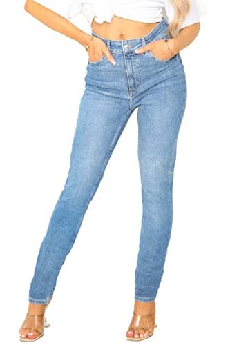 Image of UC Ex High Street Brand Skinny Jeans for Women, Ladies High Waist Jean Skinny Stretch Pants Light Blue