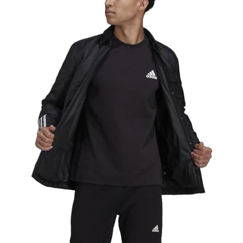 Image of ADIDAS MEN'S ITAVIC 3-STRIPES LITE SHIRT INSULATED JACKET, BLACK, XL, Black, 3X