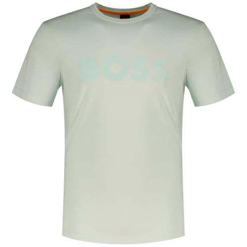 Image of BOSS Mens Thinking 1 T-Shirt Signature Logo Short Sleeve Open Blue 3XL