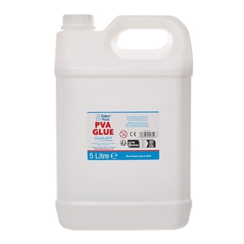 Image of Baker Ross FN133 Washable PVA Glue - 5 Litre Pack of 1, PVA for Schools, Teaching Supplies, Multipurpose Glue for Wood, Paper Card
