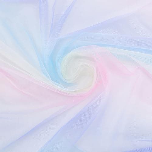 Image of MAYJOYDIY 5×1.5m Rainbow Tulle Fabric Rainbow Net Fabric Multicolor Tulle Mesh for Tutu Skirt Dress Party Supplies Bags Wedding DIY Craft Home Decorations