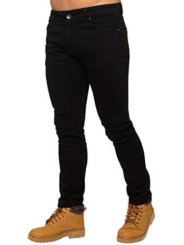 Image of Ze ENZO EZ325 Mens Stretch Skinny Slim Fit Jeans Flex Stretchable Denim Pants Stretch Trousers Black 30S