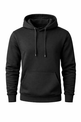 Image of RUBAB Men’s Pullover Hoodie Hooded Sweatshirt Fleece Hoodie Jumper Warm Winter Casual Gym Sportswear Streetwear Loungewear Top S–2XL (XL, Black)