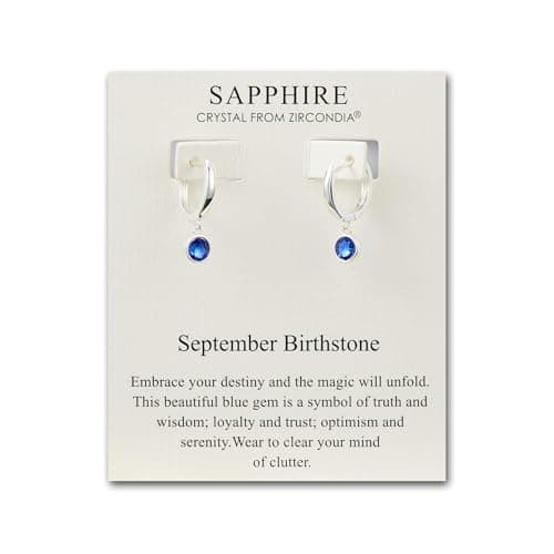Image of Philip Jones September Birthstone Hoop Earrings Created with Sapphire Zircondia® Crystals