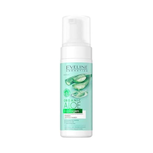 Image of Eveline Cosmetics Organic Aloe+Collagen 3-in-1 Cleansing and Soothing Face Foam with Aloe Hydra Deep System™, Acacia Collagen™, Avocado & Lotus Flower - 150ml