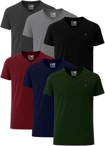 Image of JRC Just Royal Clothing Mens V-Neck Short Sleeve T-Shirts, Casual Vee Neck Tops, Pack of 6 (Hot-3, XXL)