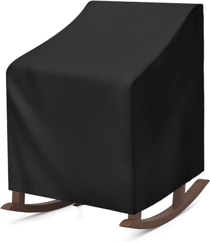 Image of Harrington Marley Outdoor Rocking Chair Cover - Heavy Duty 210D Oxford Fabric - Waterproof & Windproof Reclining Stacking Garden Chair Cover, UV Resistant Outdoor Seat Protective Cover (Black, Large)