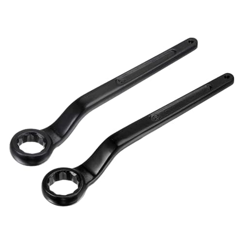 Image of Sourcing Map 2Pcs Offset Box End Ring Type Wrench 27mm 30mm High-Carbon Steel Single Head High Neck Hand Tool for Mechanical Automotive Repair, Black