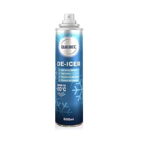 Image of QUEBEC De-icer Spray 600ml For Car Windscreen - Fast Acting Melts Ice and Frost Quickly For Windows/Mirrors - Operates at -20°c and Prevents Re-Freezing (Pack of 1)