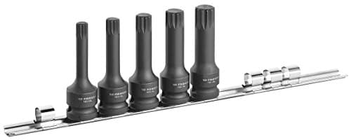 Image of FACOM NSVL.J5 PrimeTools 1/2" Dr. Long Impact XZN (Spline) BIT SOCKETS Supplied ON A Rail M10 - M18