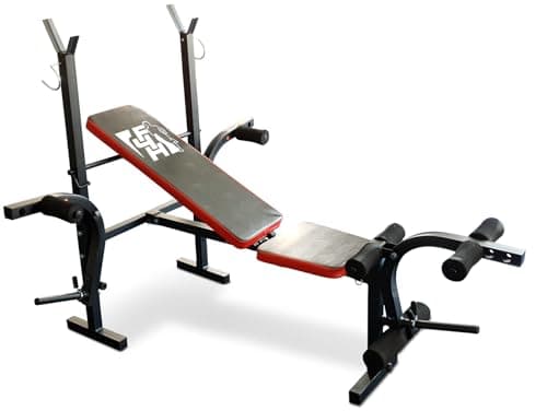 Image of Fit4home Weights Bench With Barbell Rack | Adjustable Home Training Gym Workout Fitness Bench | TF-1001 Black