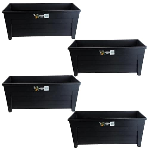 Image of Easy Shopping® Black Large Grosvenor Trough 55cm Long Plant Pot Flower Planter Ideal for Home Office Balconies Gardens Greenhouses & Patios & Park (4)