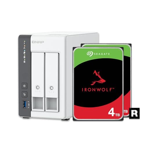 Image of QNAP TS-216G-24ST-US 2-Bay 2.5GbE Desktop NAS, Equipped with ARM Cortex-A55 Quad-Core CPU, with 4TB Storage Capacity, Preconfigured RAID1 Seagate Iron Wolf HDD Bundle
