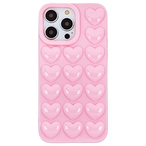 Image of DMaos iPhone 16 Plus Case for Women, 3D Pop Bubble Heart Kawaii Gel Cover, Cute Girly for iPhone16 Plus 6.7 inch - Pink
