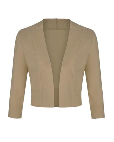 Image of MINTLIMIT Crop Cardigans for Women Long Sleeve Retro Fitted Cardigan Casual (Camel S)