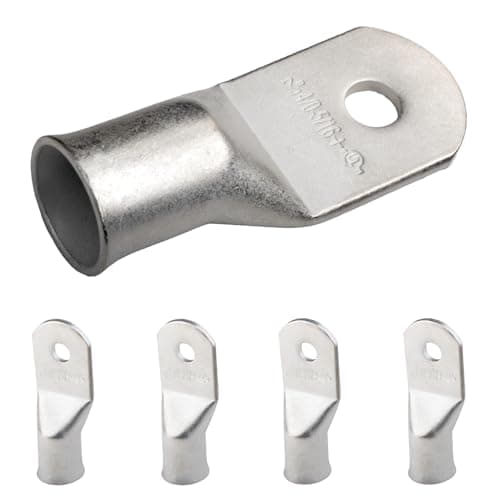 Image of SELTERM 4/0 AWG XL (120 mm²) - 5/16" (M8) ⌀ Hole UL Marine Grade Wire Lugs, Battery Cable Ends, Tinned Copper Eyelets, Tubular Ring Terminal Connectors [B100] - 5 Pack