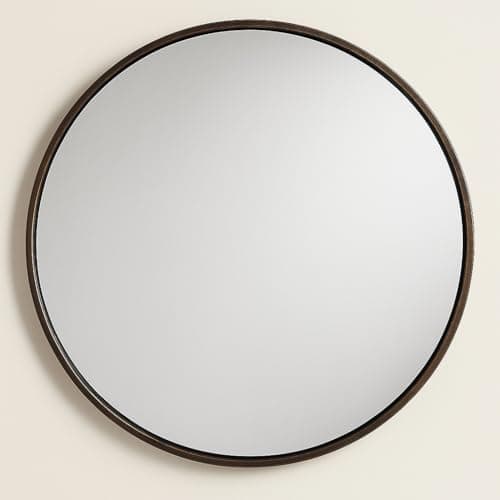 Image of Floralcraft® 60cm Bellini Wall Mirror - Bronze, Metal Frame Large Round Wall Mounted Mirror for Bedroom/Bathroom/Living Room