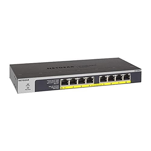 Image of NETGEAR 8 Port PoE Switch (GS108LP) | Unmanaged Gigabit Network Switch | Ethernet Splitter | 8x PoE+ @ 60W | Desktop, Wall or Rackmount