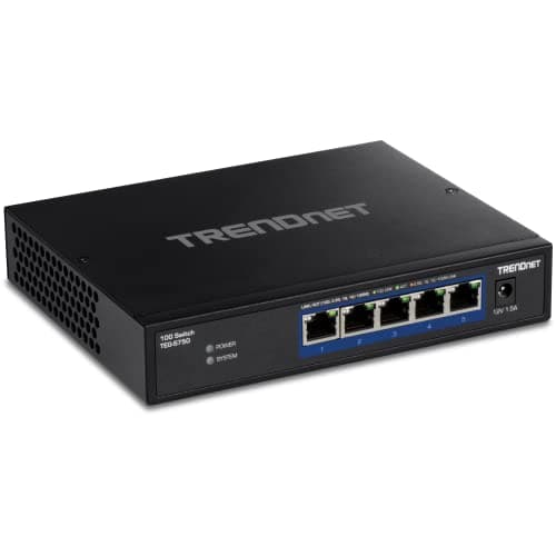 Image of TRENDnet 5-Port 10G Switch, 5 x 10G RJ-45 Ports, 100Gbps Switching Capacity, Supports 2.5G and 5G-BASE-T Connections, Black, TEG-S750