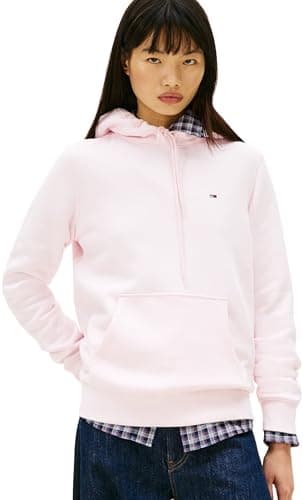 Image of Tommy Jeans Women's Tjw Reg S Flag Hoodie Dw0Dw19958 Pullover, Pink (Light Pink), L