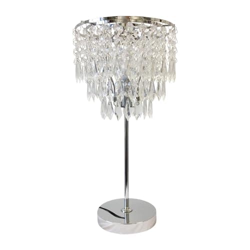 Image of firstchoicelighting Modern Jewelled Table Lamp Bedside Light Polished Chrome with Acrylic Crystal Shade Glam Lamp