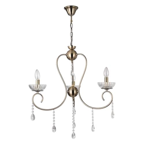 Image of TEKLED Versailles Elegance Crystal Swan Chandelier Ceiling Light | E14 Fitting | Modern Minimalist Design | For Living Rooms Dining Halls Hallways Foyers | Antique Brass - 3 Candle (Bulb not Included)